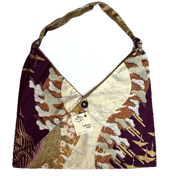 Treehouse Designs Bag Purse Hand Crafted on Maui Reversible Japanese Metallic - Picture 1 of 7